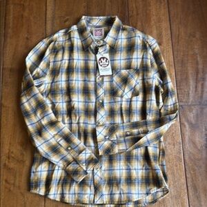 Micros Yellow and Blue Plaid Casual Shirt